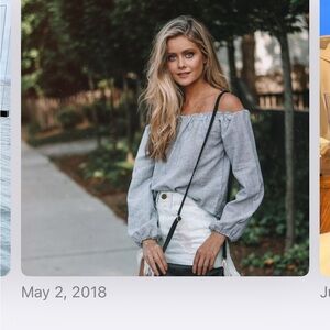 Brandy Melville Striped Grey and White Off Shoulder Top #143